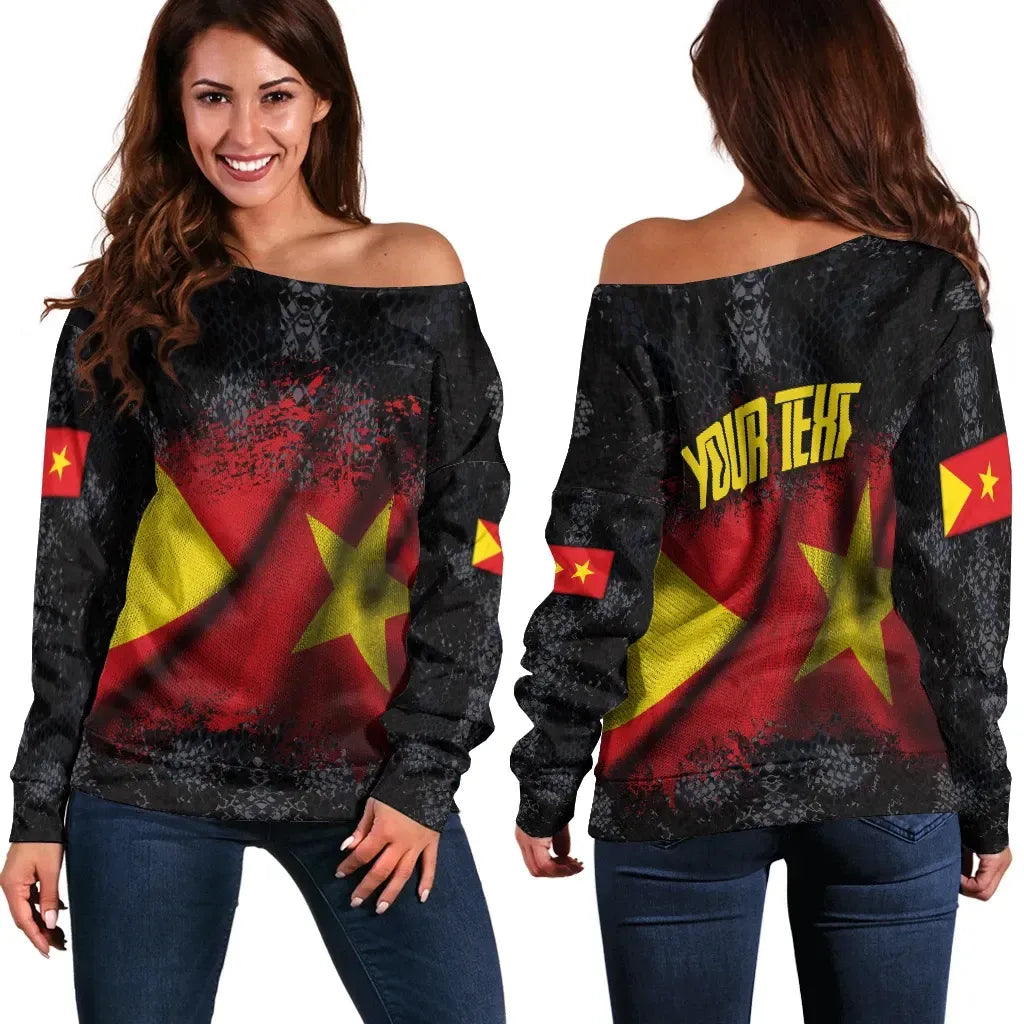 Tigray Personalised Women's Off Shoulder Sweater National Flag Grunge Style