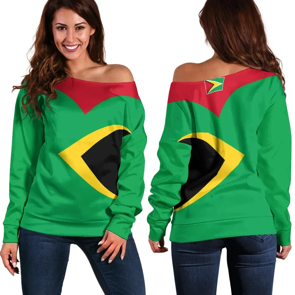 Guyana Off Shoulder Sweater Babarian Green