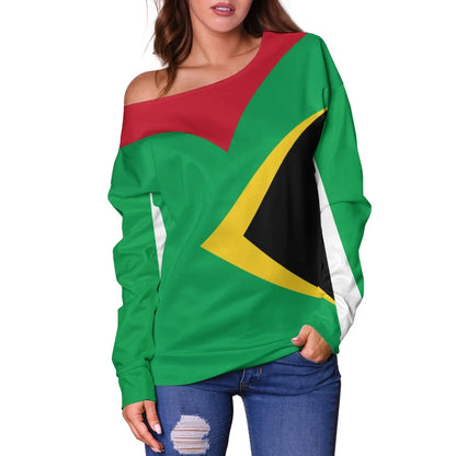 Guyana Off Shoulder Sweater Babarian Green