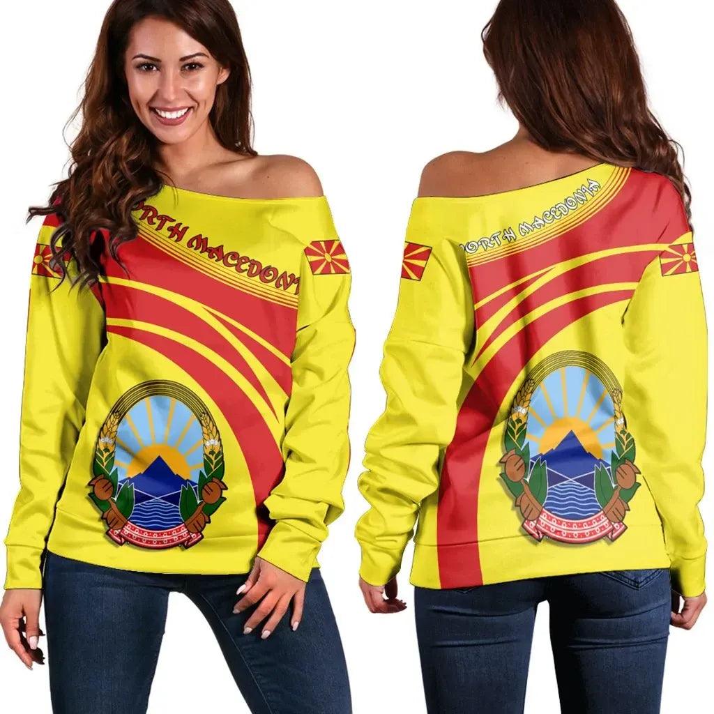 North Macedonia Coat Of Arms Shoulder Sweater Cricket