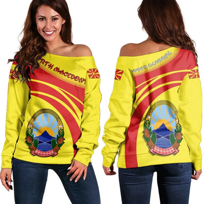 North Macedonia Coat Of Arms Shoulder Sweater Cricket