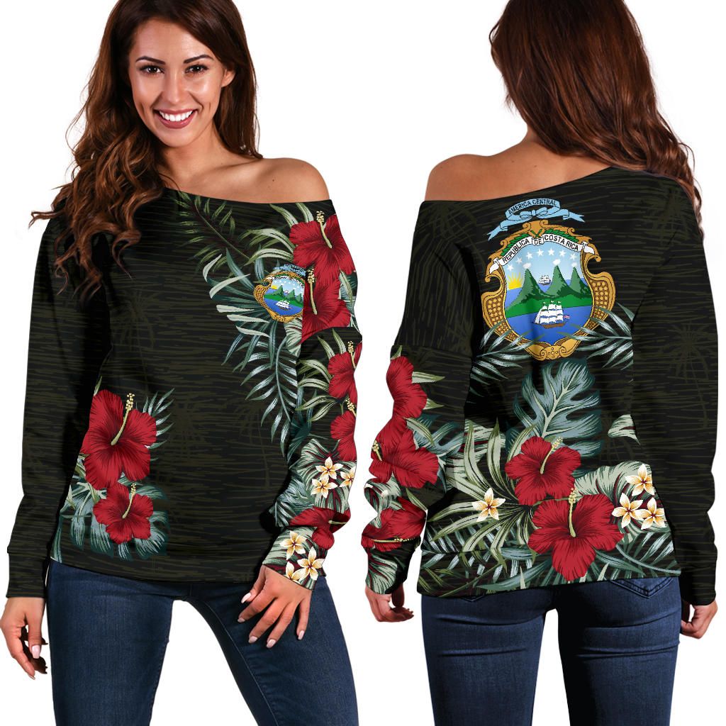 Costa Rica Hibiscus Off Shoulder Sweater