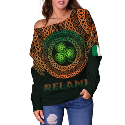 Ireland Celtic Women's Off Shoulder Sweater Celtic Pride