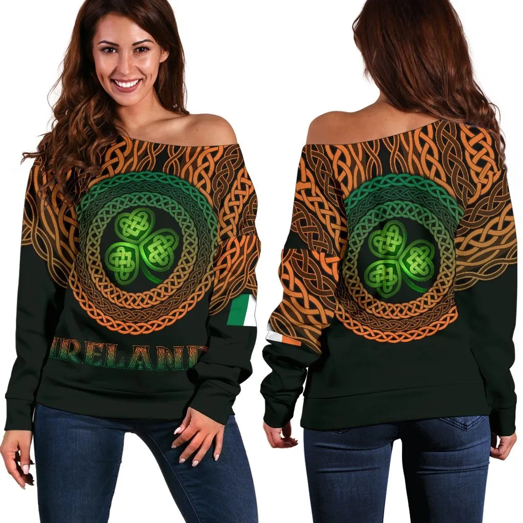 Ireland Celtic Women's Off Shoulder Sweater Celtic Pride