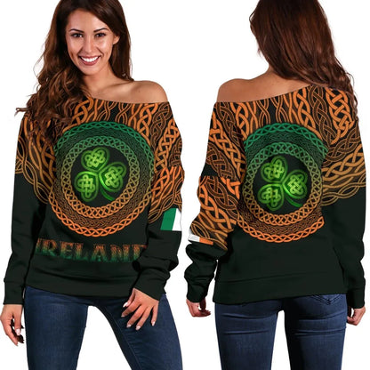 Ireland Celtic Women's Off Shoulder Sweater Celtic Pride