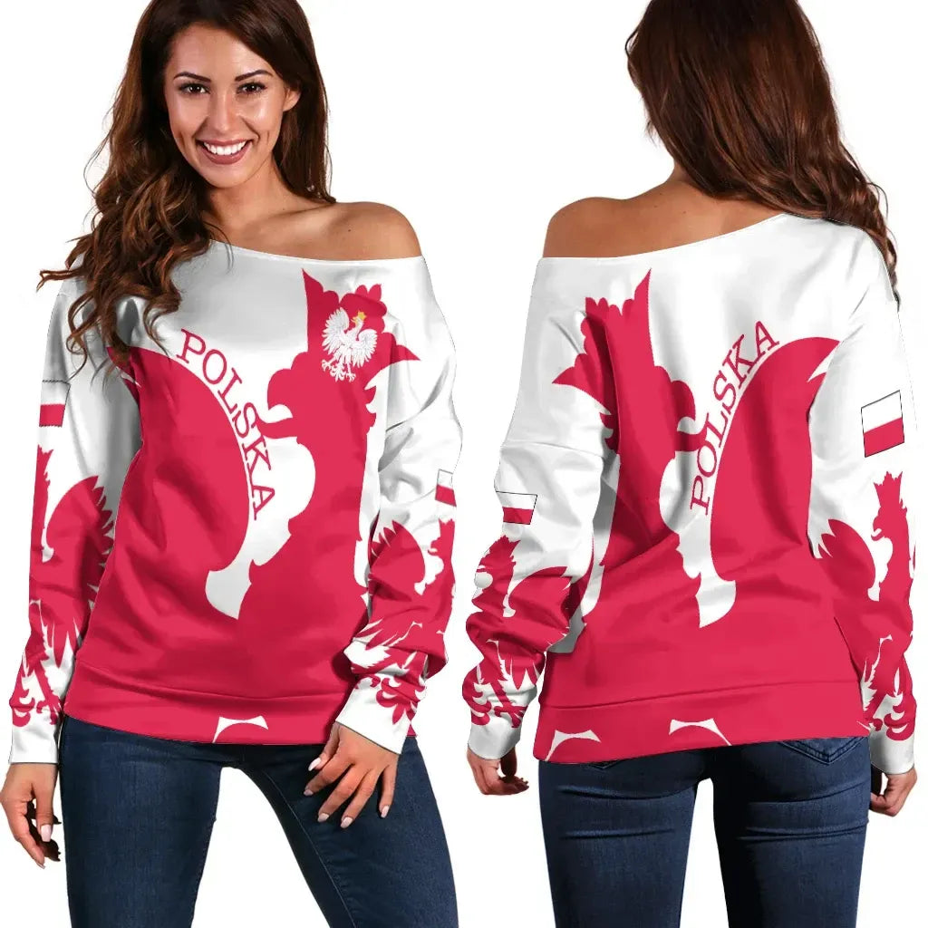 Poland Off Shoulder Sweater Flag Jersey