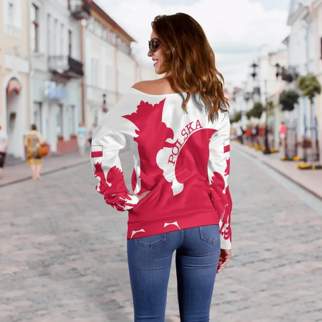 Poland Off Shoulder Sweater Flag Jersey