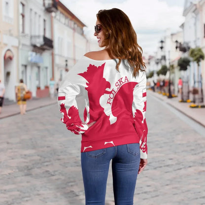 Poland Off Shoulder Sweater Flag Jersey