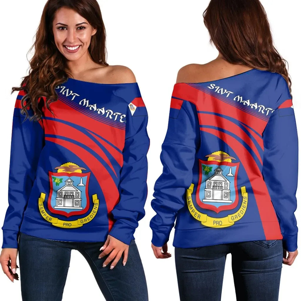 Sint Maarten Coat Of Arms Shoulder Sweater Cricket