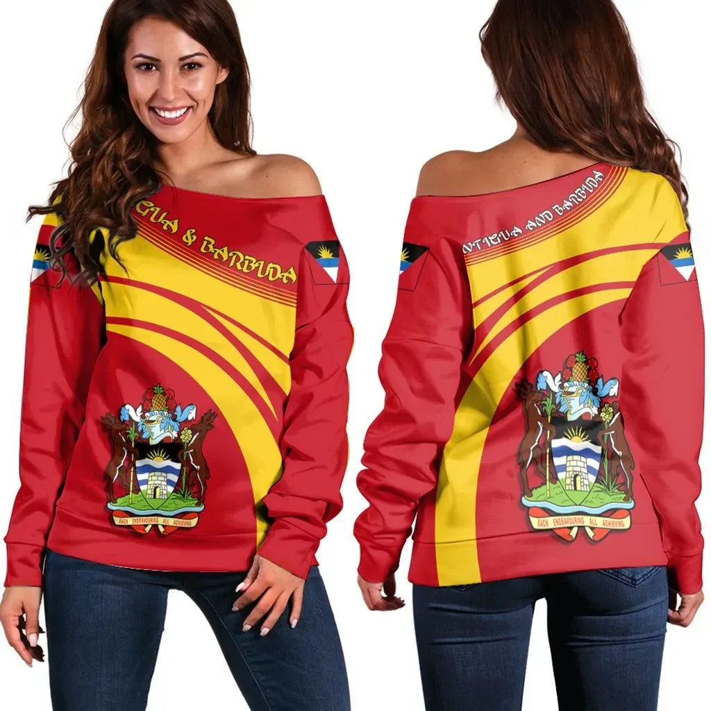 Antigua and Barbuda Coat Of Arms Shoulder Sweater Cricket