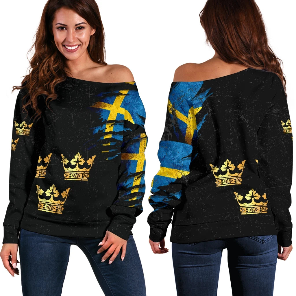 Sweden In Me Off Shoulder Sweater Special Grunge Style