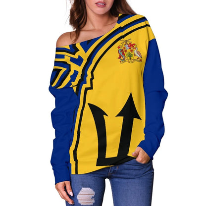 Bardados Vintage Coat of Arms Off Shoulder Sweater