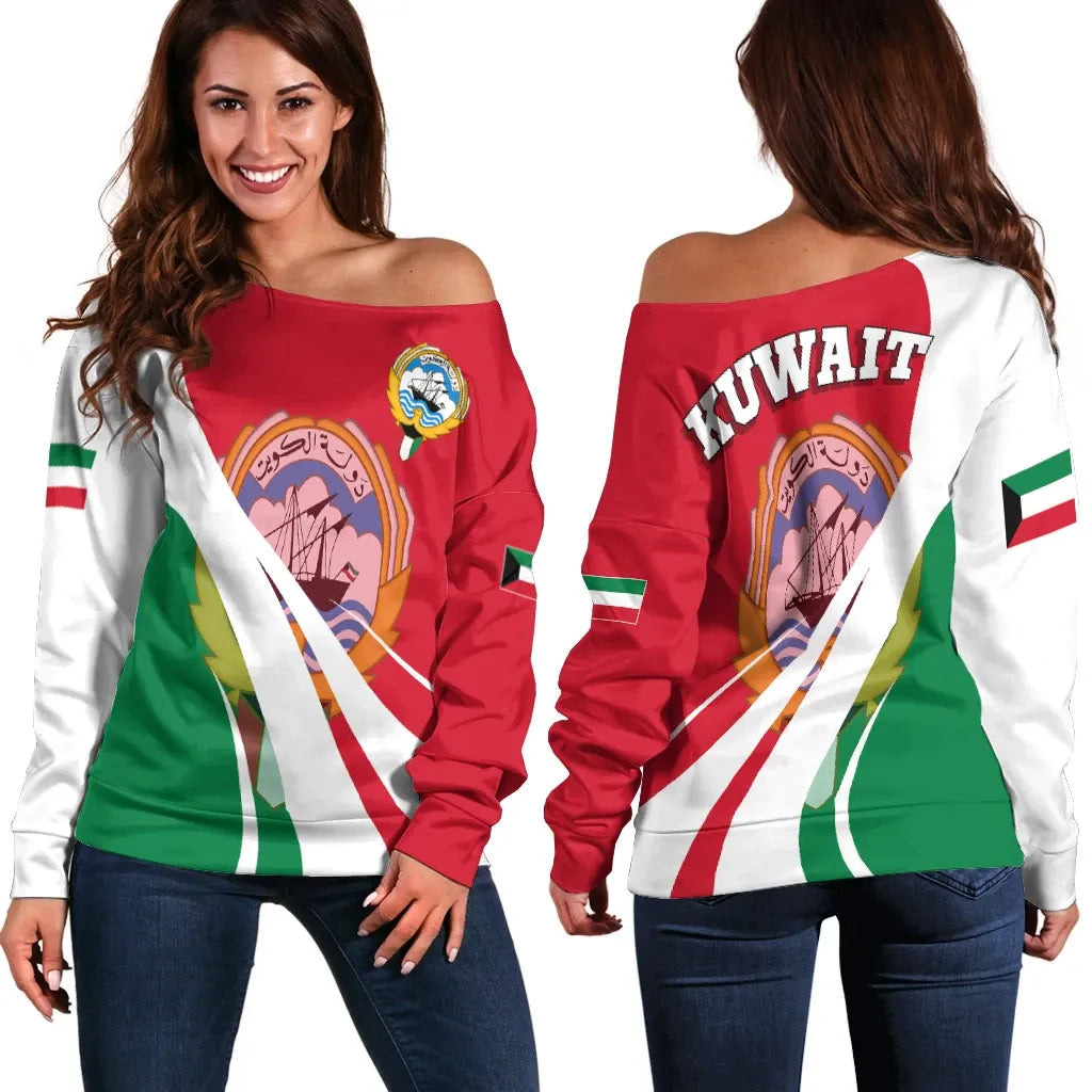 Kuwait Off Shoulder Sweater Flag Original Basic