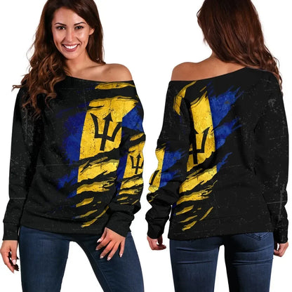 Barbados In Me Women's Off Shoulder Sweater Special Grunge Style