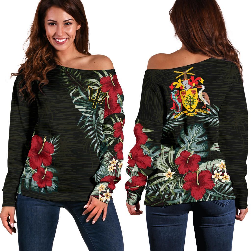 Barbados Hibiscus Off Shoulder Sweater