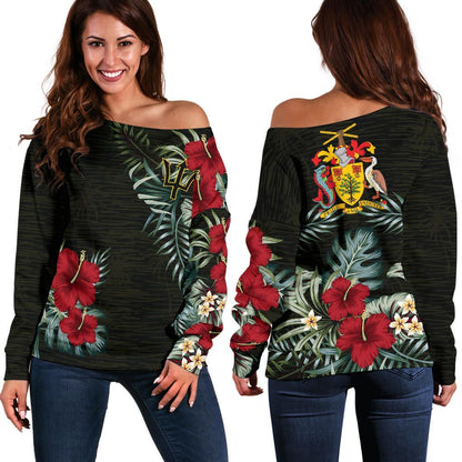 Barbados Hibiscus Off Shoulder Sweater