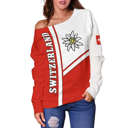 Switzerland Women Off Shoulder Sweater Streetwear Style