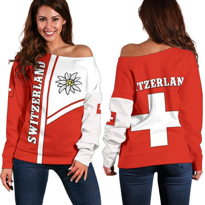 Switzerland Women Off Shoulder Sweater Streetwear Style
