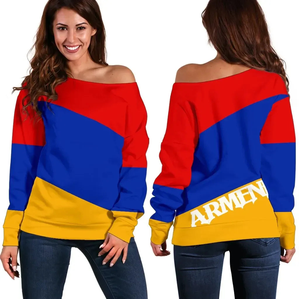 Armenia Flag Women's Off Shoulder Sweater