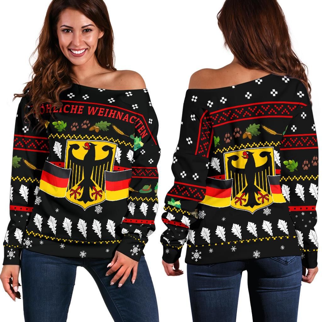 Germany Christmas Women's Off Shoulder Sweater Th5