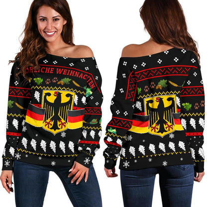 Germany Christmas Women's Off Shoulder Sweater Th5