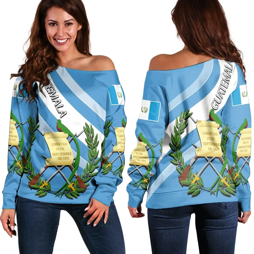 Guatemala Off Shoulder Sweater Special Flag