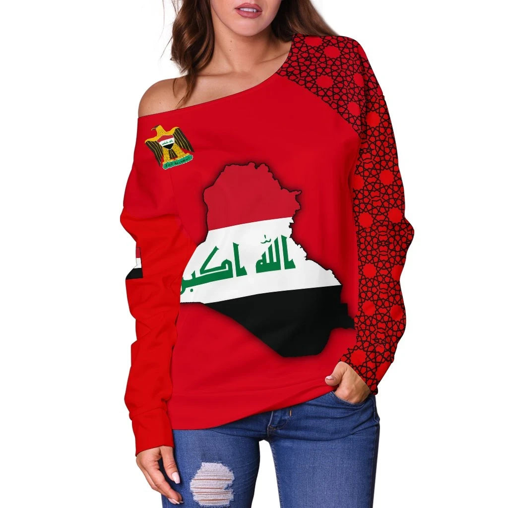 Iraq Sweater Women's Off Shoulder Sweater Map