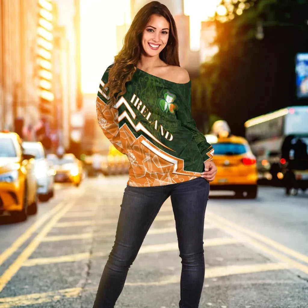 Ireland Women's Off Shoulder Sweater Irish Spirit