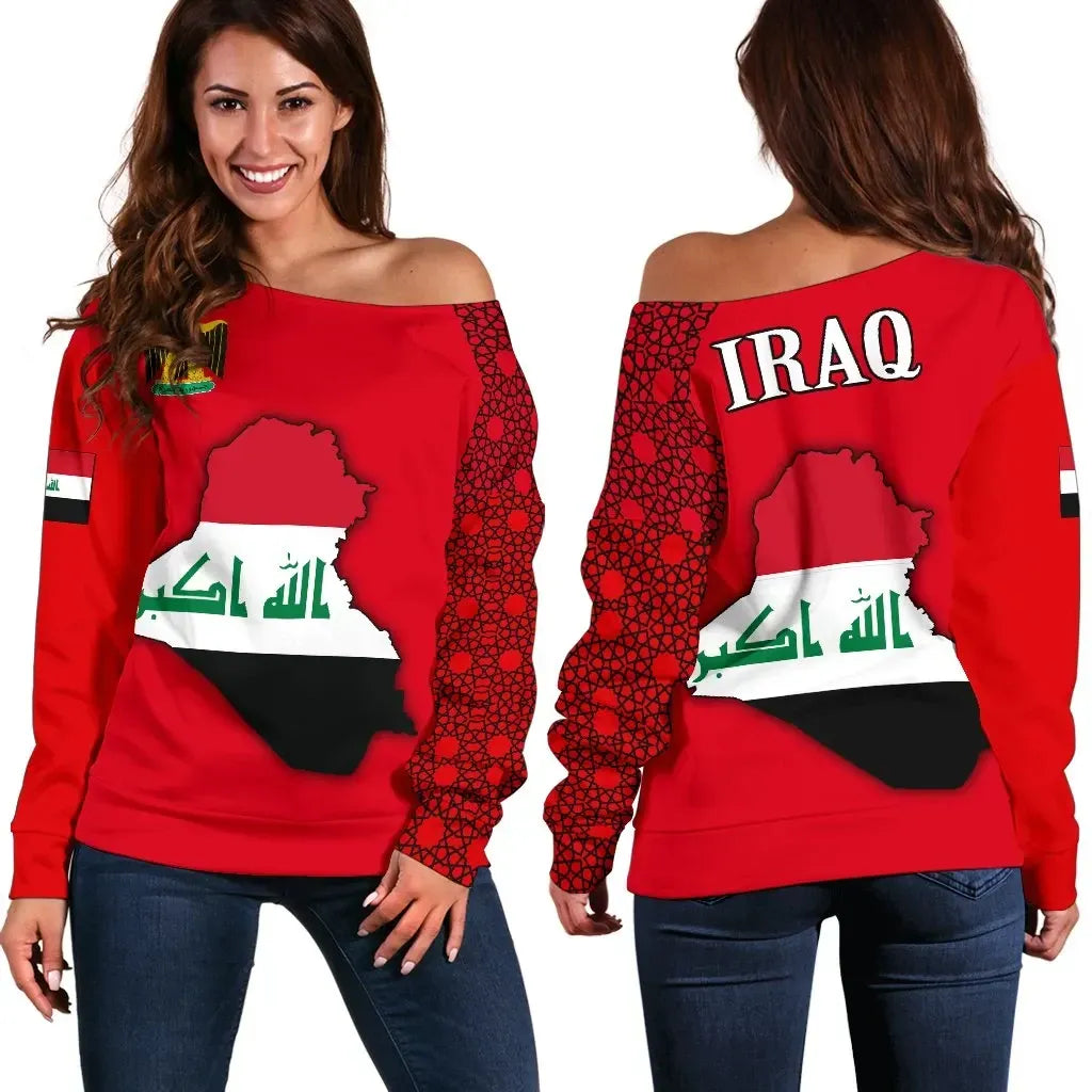 Iraq Sweater Women's Off Shoulder Sweater Map