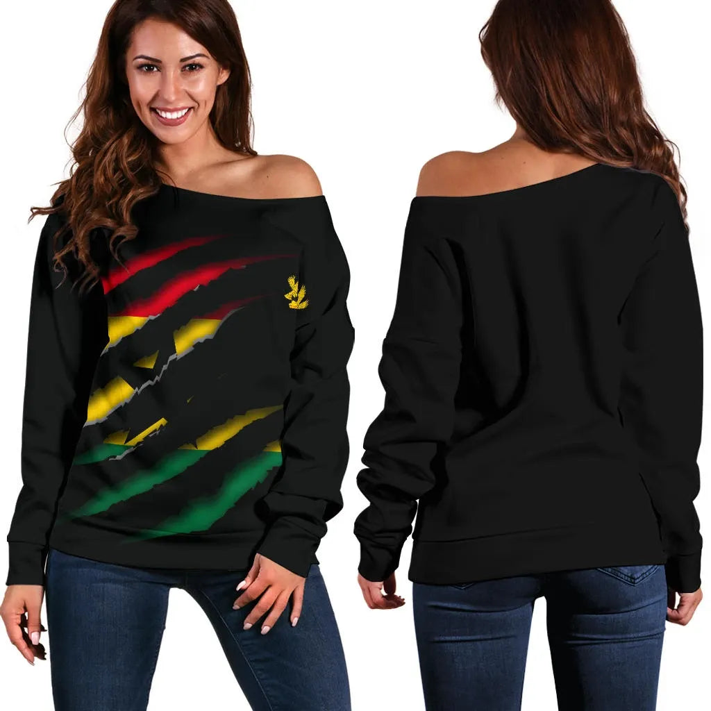 Ghana Inside Me Women's Off Shoulder Sweater Bn09