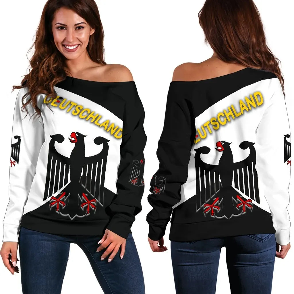 Germany Women Off Shoulder Sweater Sporty Style
