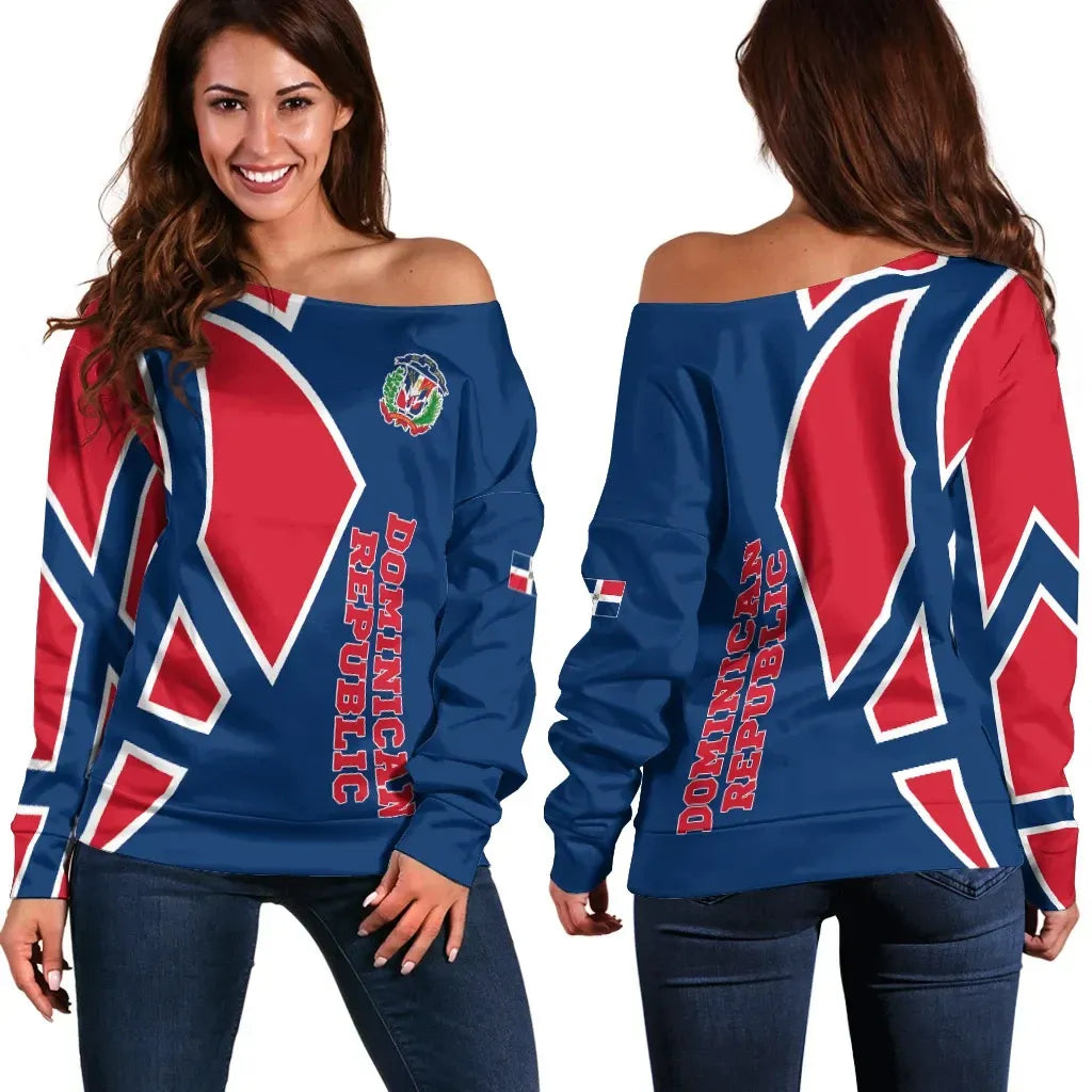 Dominican Republic Off Shoulder Sweater Strong Square