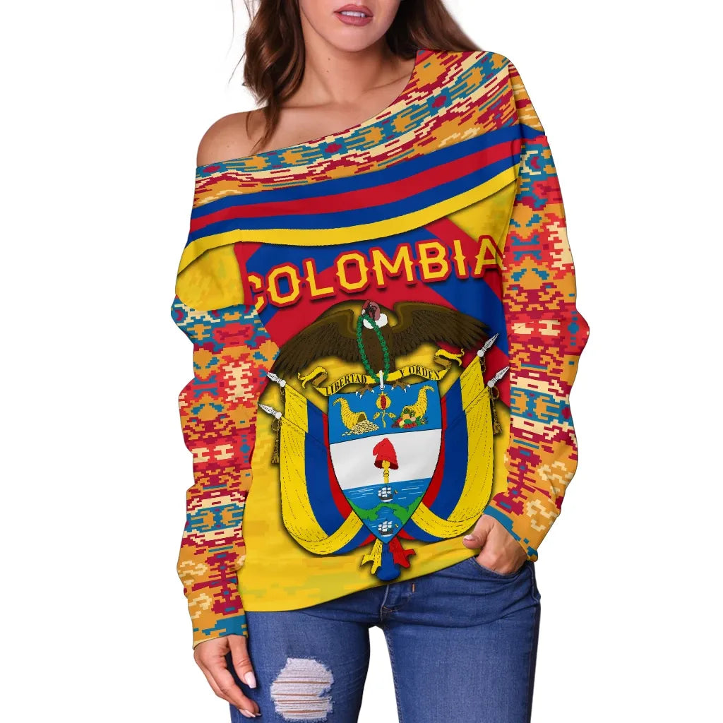 Colombia Wayuu Women Off Shoulder Sweater Vibes Version