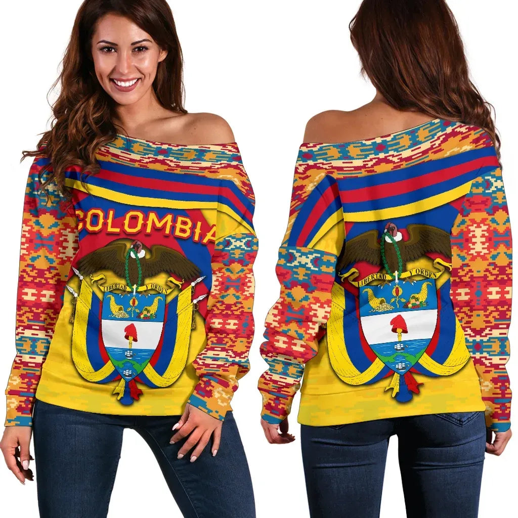Colombia Wayuu Women Off Shoulder Sweater Vibes Version