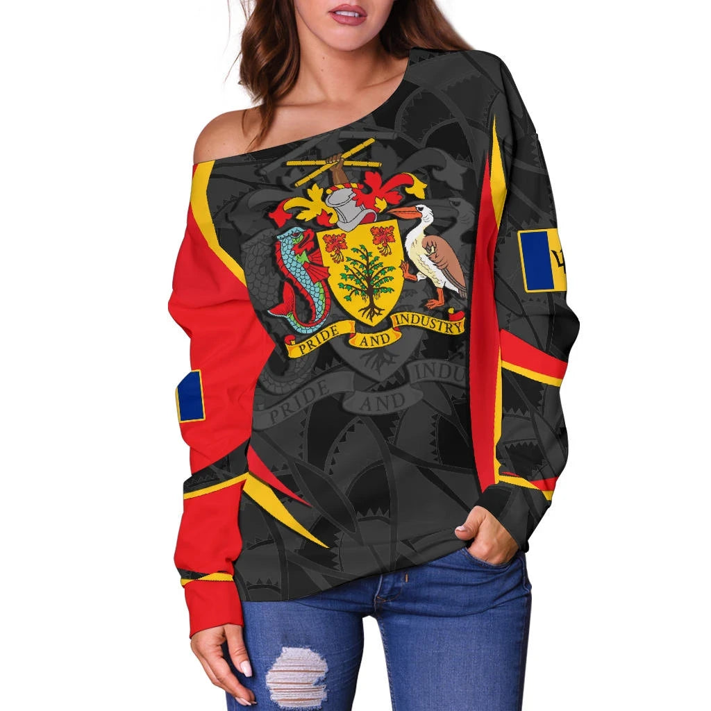 Barbabos Off Shoulder Sweater Barbadian Spirit Red