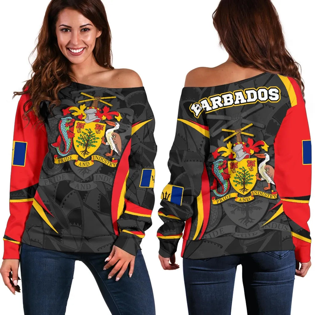 Barbabos Off Shoulder Sweater Barbadian Spirit Red