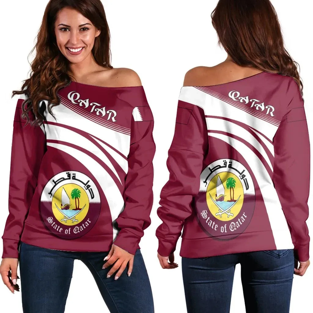 Qatar Coat Of Arms Shoulder Sweater Cricket