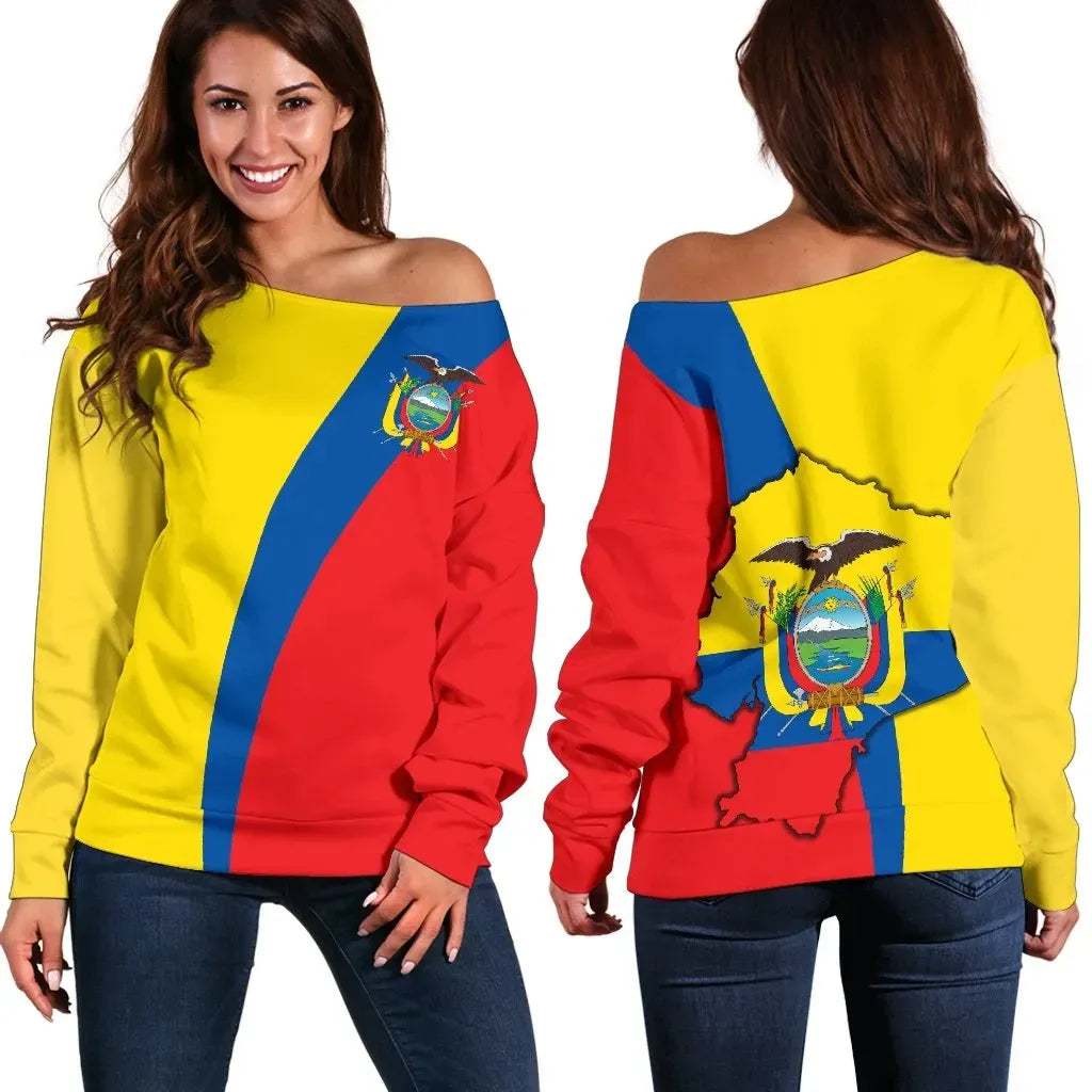 Ecuador N Flag Off Shoulder Sweater