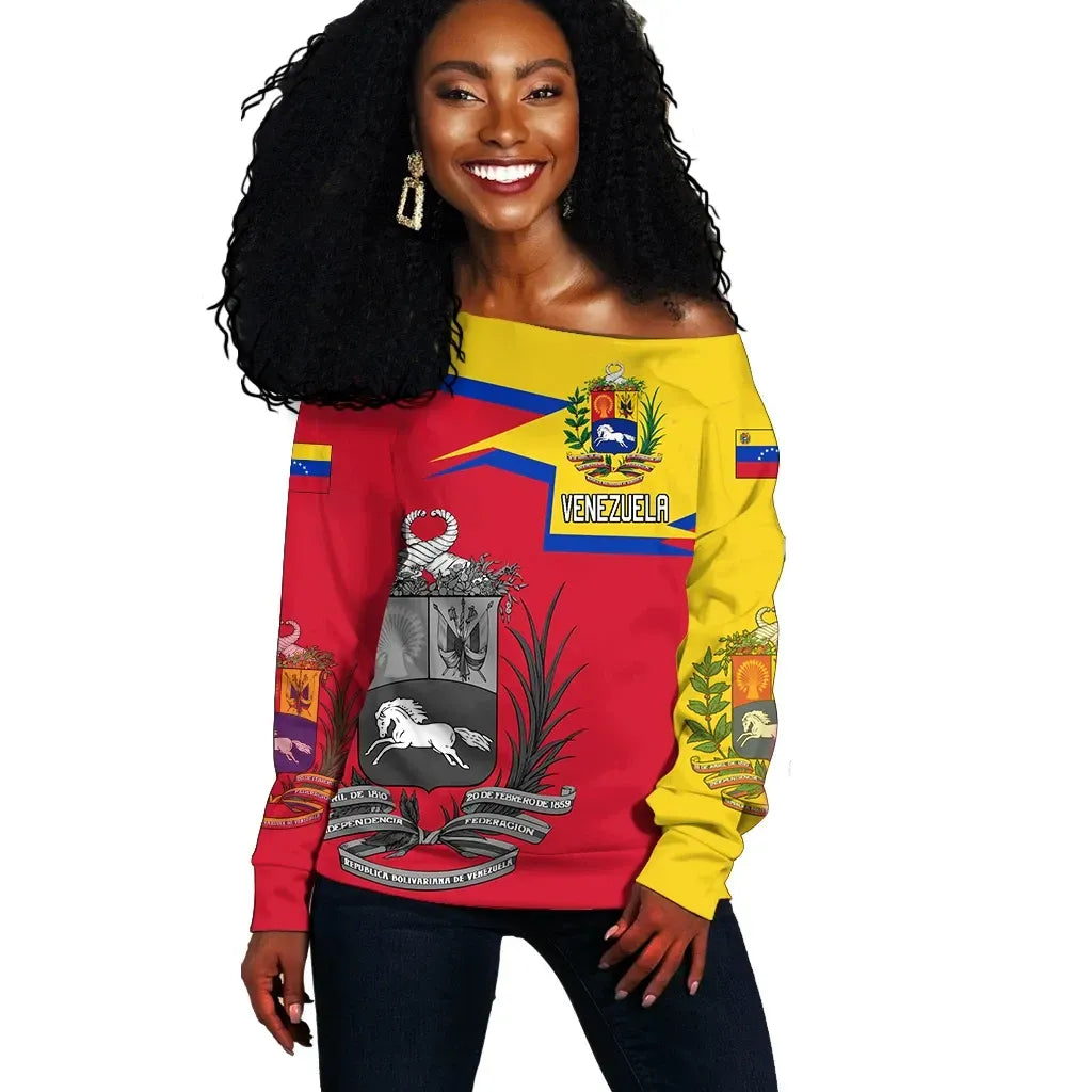 Venezuela Coat Of Arms Women's Off Shoulder Sweater