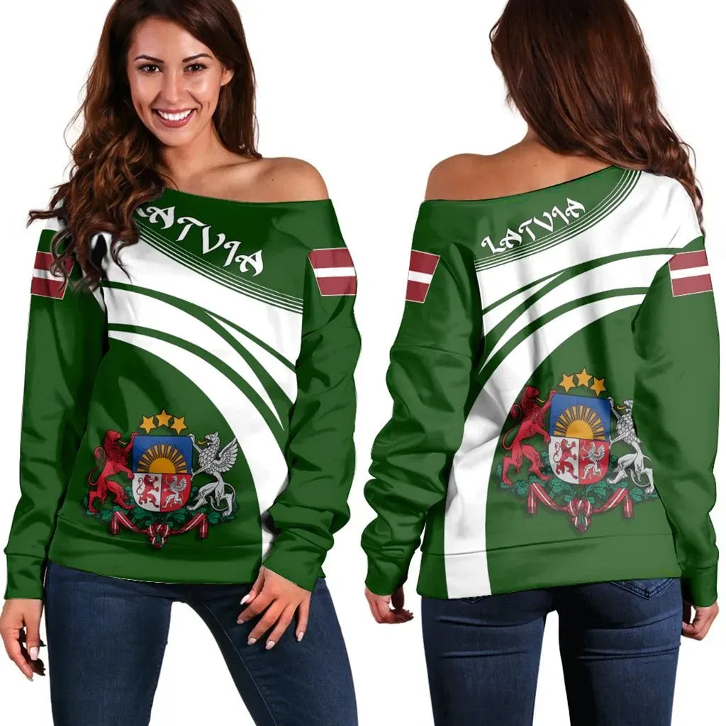 Latvia Coat Of Arms Shoulder Sweater Cricket