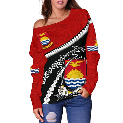 Kiribati Women Off Shoulder Sweater Road to Hometown