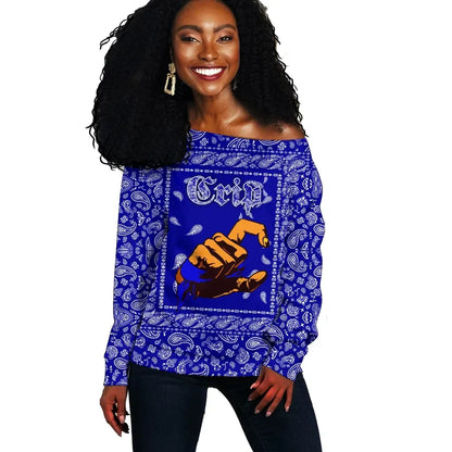 Crips Gang Skull Off Shoulder Sweater