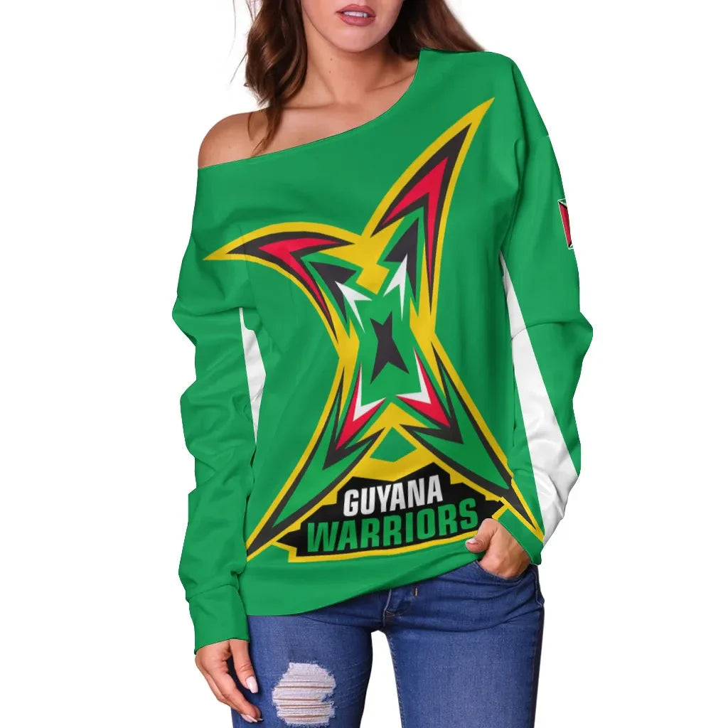 Guyana Off Shoulder Sweater Flag Warriors