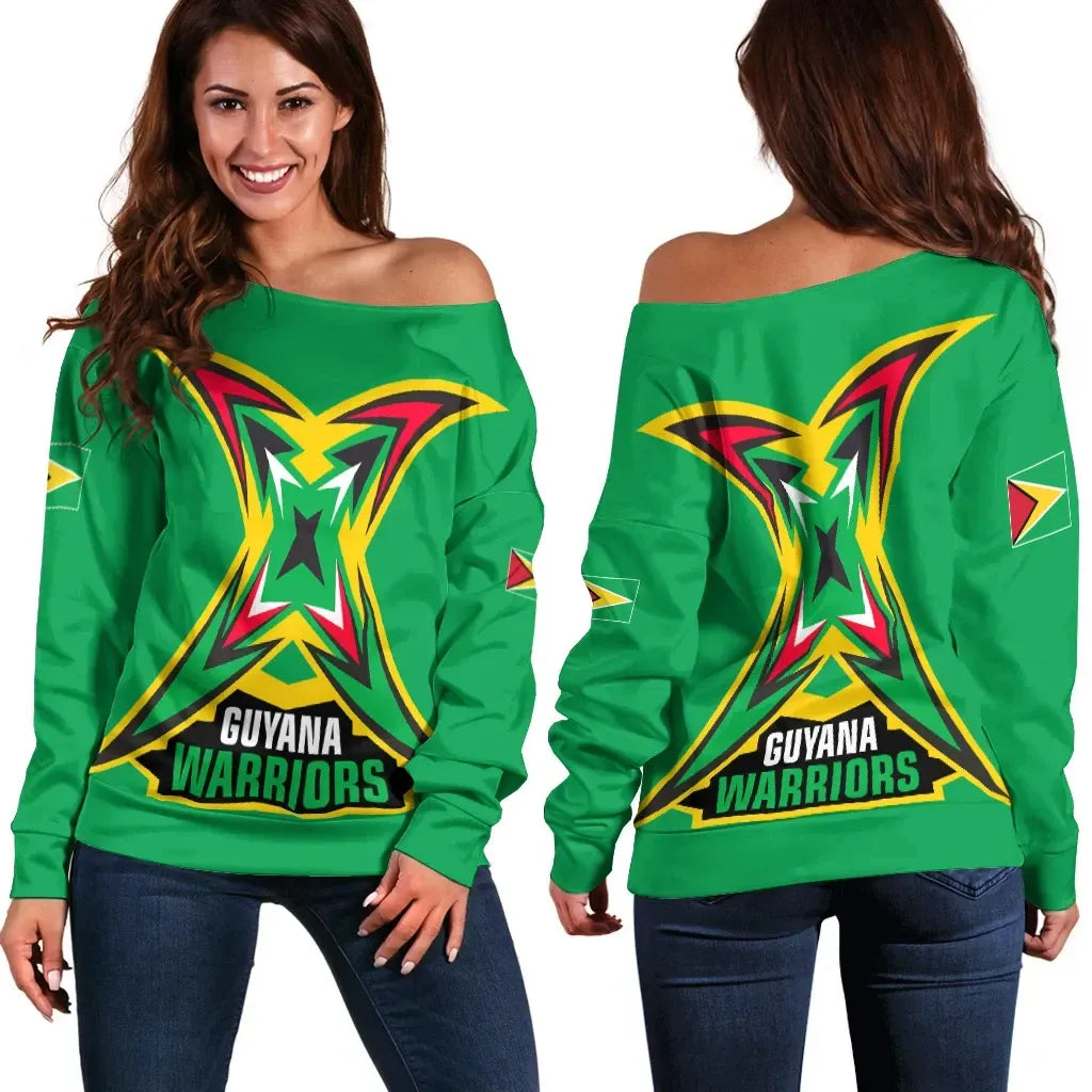 Guyana Off Shoulder Sweater Flag Warriors
