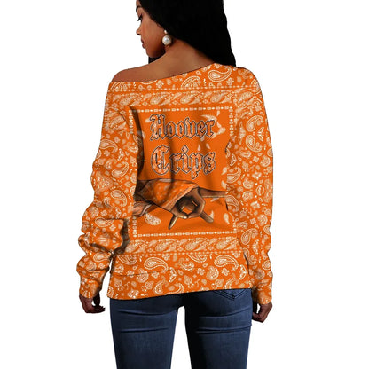Hoover Crips Off Shoulder Sweater Orange Bandana