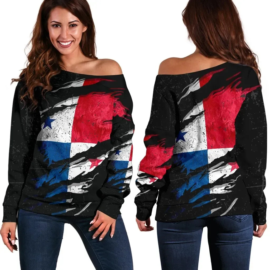 Panama In Me Women's Off Shoulder Sweater Special Grunge Style
