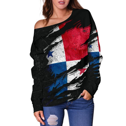 Panama In Me Women's Off Shoulder Sweater Special Grunge Style