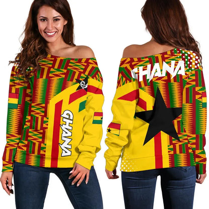 Ghana Off Shoulder Sweater Ankara Tops Striped Women
