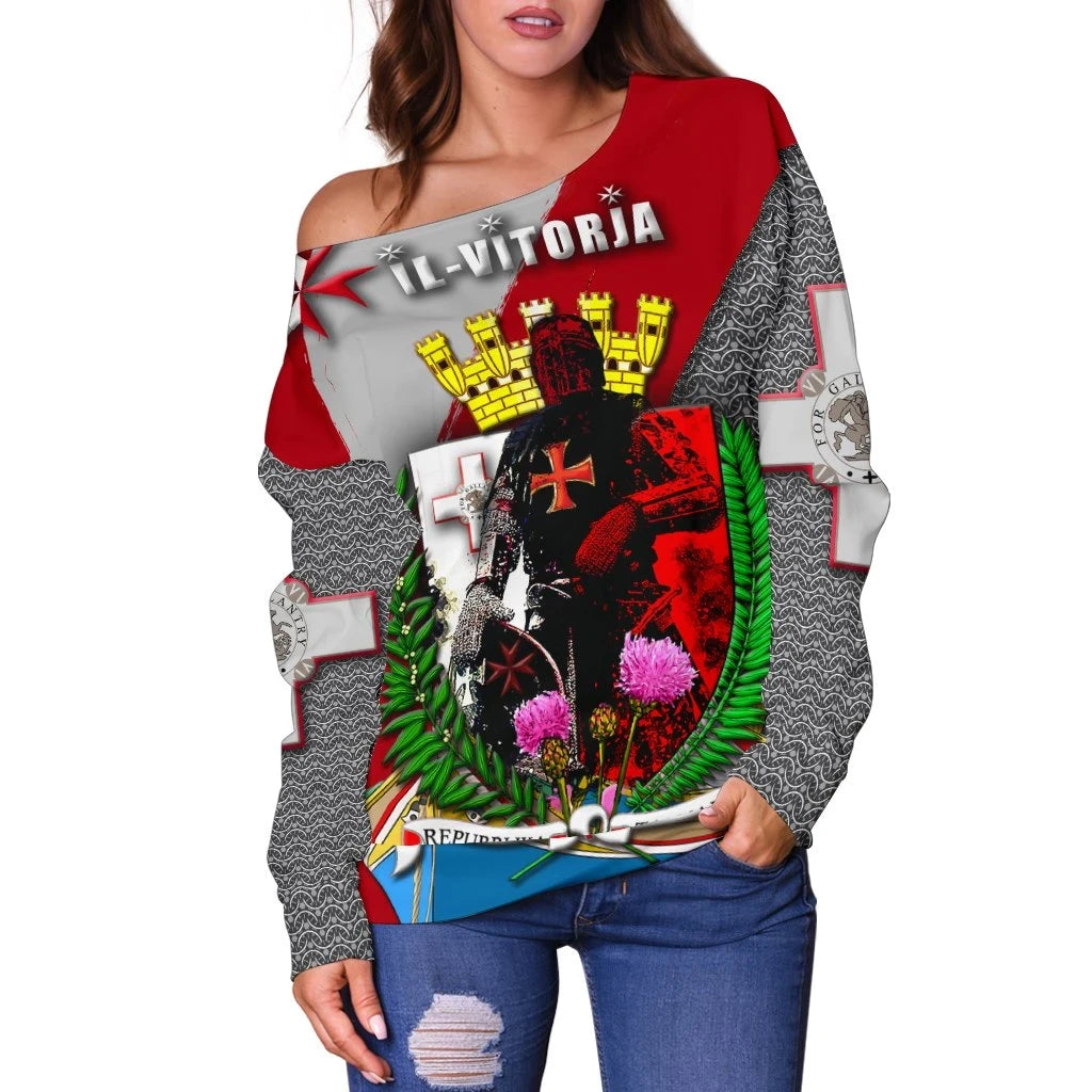 MALTA IL,VITORJA Women's Off Shoulder Sweater Knights of Malta