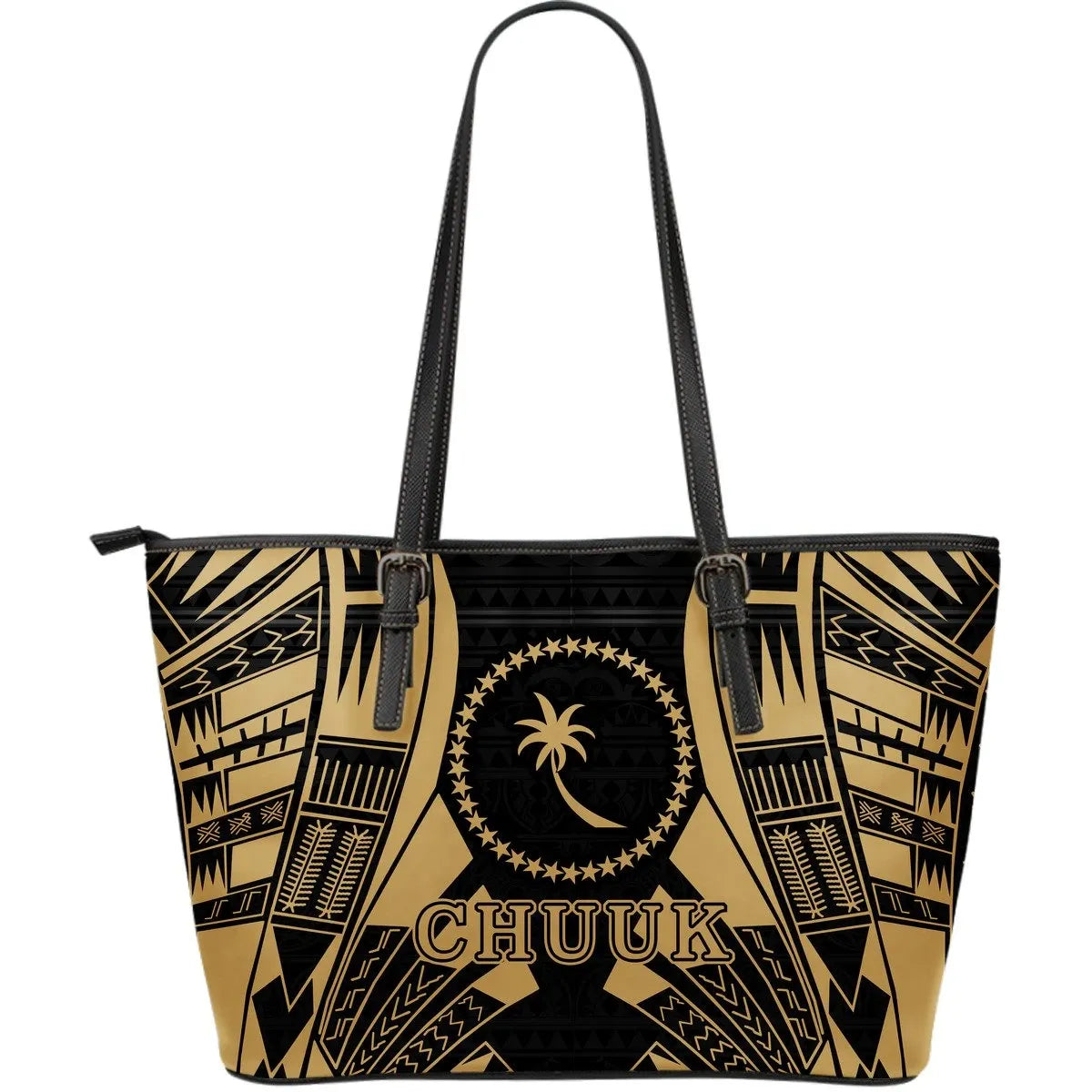 Chuuk Leather Tote Bag Gold Tattoo Style Bn01